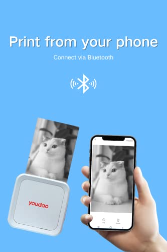 YOUDAO Pocket Printer | Portable Mini Bluetooth Thermal Printer | Photo Printer, Sticker Maker, Cute Notes Printer Compatible with iOS & Android | Journaling, Scrapbooking, Note Taking, Gifts, More