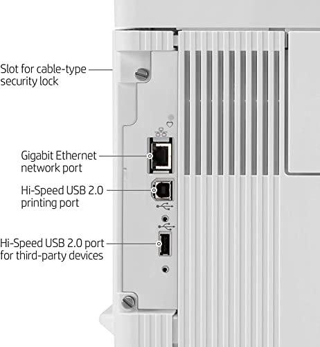 HP Color Laserjet Enterprise M555x Single-Function Wireless Laser Printer with 3 Paper Trays, White - Print only - 4.3" Touchscreen, 40 ppm, 1200 x 1200 dpi, Auto Duplex Printing, Cbmou Printer Cable