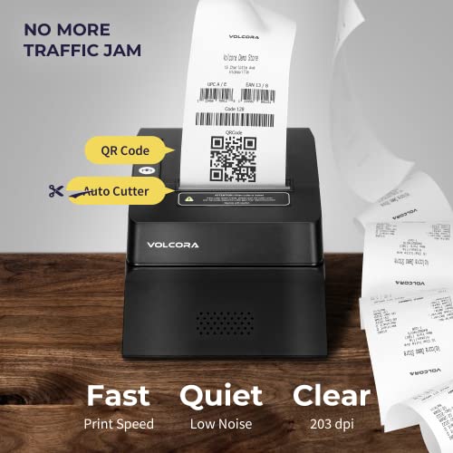 Thermal Receipt Printer, 80mm USB/Ethernet POS QR Code Printer with Auto Cutter for Cash Drawer/ESC/POS, Compatible with Android/Windows/Linux, Retailer and Restaurant Kitchen Use, Wall Mount, Black