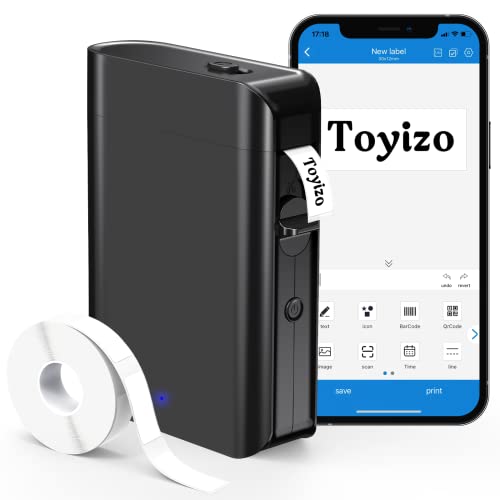 TOYIZO Label Makers, Small Portable Label Maker Machine with Tape, USB-C Rechargeable Thermal Label Printer, Wireless Bluetooth Label Printer for Labeling, Kids Items, Organizing