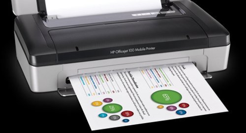 HP Officejet 100 Inkjet Mobile Printer with Bluetooth and USB, CN551A With ink and power cord (Renewed)