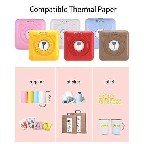 JEPOD A6 PeriPage Mini Portable Bluetooth Wireless Photo Printer Pocket Thermal Printer Mobile Printer Supports Android iOS (Red)