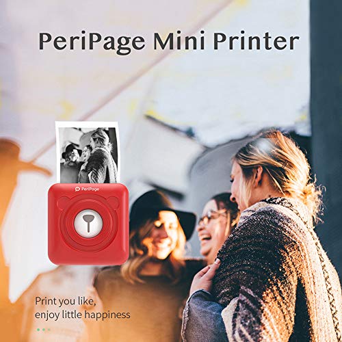 JEPOD A6 PeriPage Mini Portable Bluetooth Wireless Photo Printer Pocket Thermal Printer Mobile Printer Supports Android iOS (Red)