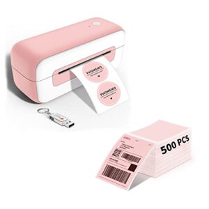 phomemo pink label printer with thermal shipping pink label – 4″ x 6″, 500 sheets