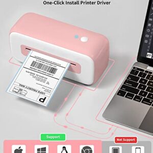 Phomemo Pink Label Printer with Thermal Shipping Pink Label - 4" x 6", 500 Sheets