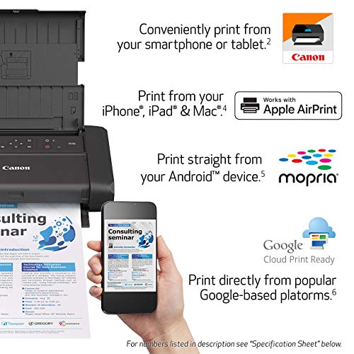 Canon Pixma TR150 Wireless Mobile Printer With Airprint And Cloud Compatible, Black (Renewed)