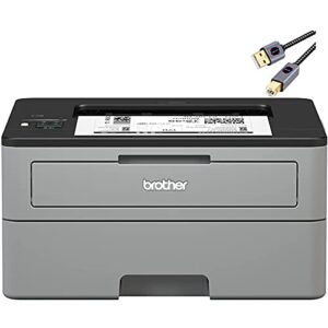 brother l-2350dw series compact monochrome laser printer | mobile printing | wireless & usb connectivity | auto 2-sided printing | print up to 32 pages/min | up to 250 sheets input + printer cable