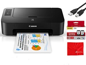 canon pixma ts inkjet photo printer, high resolution images, fast print speeds, home and office, with canon ink and microtella usb printer cable bundle – black