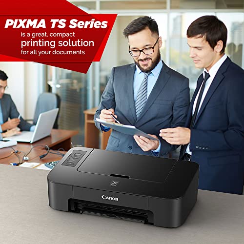 Canon PIXMA TS Inkjet Photo Printer, High Resolution Images, Fast Print Speeds, Home and Office, with Canon Ink and Microtella USB Printer Cable Bundle – Black