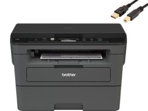 brother hl-l23 90dw series compact wireless monochrome laser all-in-one printer, print scan copy, up to 32 pages/minute, auto duplex printing, mobile printing, durlyfish usb printer cable, a