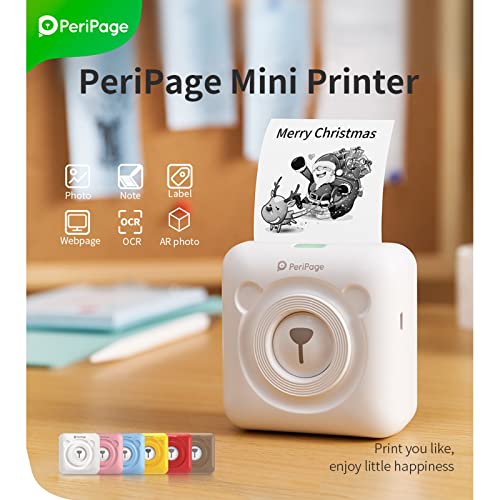 BISOFICE A6 Mini Pocket Printer HD 304DPI Wireless BT Thermal Printer Picture Photo Receipt Paper Printer Sticker AR Photo Function Inkless Printing Compatible with Android iOS Smartphone Windows