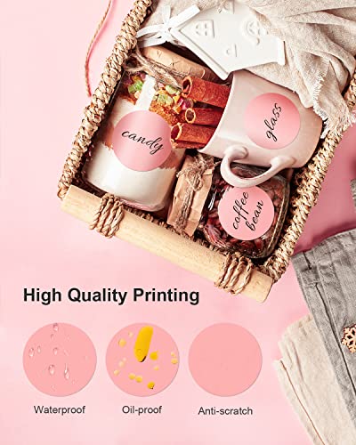 NELKO 2 Inch Pink Circle Thermal Stickers Labels, Self-Adhesive Round Thermal Stickers for Small Businesses, DIY Logo Design, Customized Thank You Stickers, QR Code 750 Labels/Roll