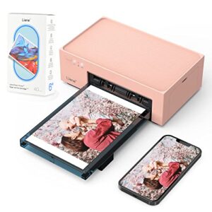 liene 4×6” photo printer bundle (60 sheets + 2 ink cartridges), wi-fi picture printer, photo printer for iphone, android, smartphone, computer, dye-sublimation, photo printer for home use, pink