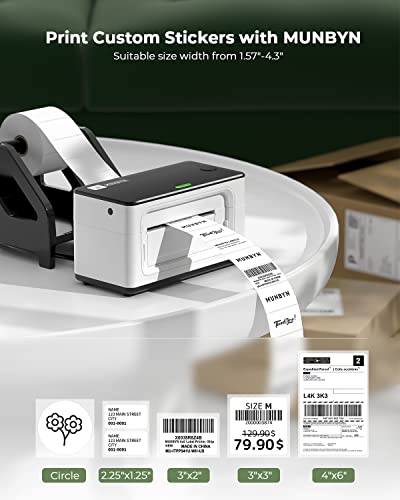 MUNBYN Shipping Label Printer, 4x6 Label Printer for Shipping Packages, USB Thermal Printer for Shipping Labels Home Small Business, with Software for Instant Conversion from 8x11 to 4x6 Labels