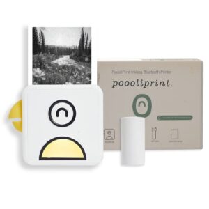 poooliprint l1 inkless pocket printer – mini phone bluetooth portable poooli thermal printer for ios + android print sticky photos, labels, notes, lists for journal, yellow