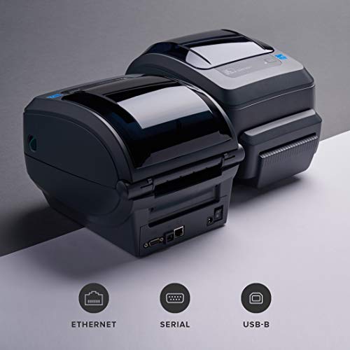 Zebra GX430t Thermal Transfer Desktop Printer Print Width of 4 in USB Serial Parallel and Ethernet Port Connectivity Includes Cutter GX43-102412-000