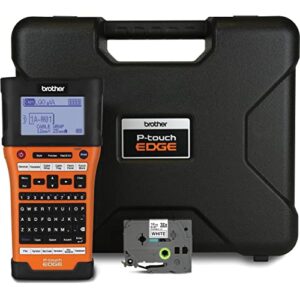 Brother PT-E500 Handheld Industrial Label Printer with PC Connectivity, Orange - 1.2" per Second Print Speed, up to 24mm Tape Size, 180 dpi, USB Interface, Auto Cut Labeling Tool with Carrycase