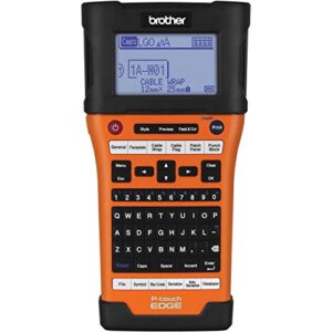 Brother PT-E500 Handheld Industrial Label Printer with PC Connectivity, Orange - 1.2" per Second Print Speed, up to 24mm Tape Size, 180 dpi, USB Interface, Auto Cut Labeling Tool with Carrycase