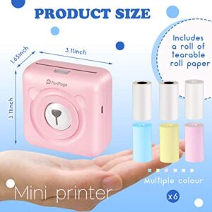 Weewooday Peripage Mini Printer Portable Printer Pocket Printer A6 Portable Thermal Printer Label Sticky Note Sticker Photo Printer for Smart Phone with Bluetooth USB Connect