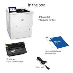 HP LaserJet Enterprise M612x Monochrome Printer with built-in Ethernet, 2-sided printing & extra paper tray (7PS87A), White