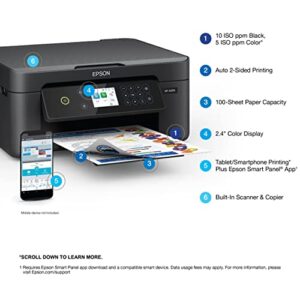 Epson Expression Home XP-4205 Wireless Color Inkjet All-in-One Printer, Black - Print Copy Scan - 2.4" Color Display, 10.0 ppm, 5760 x 1440 dpi, Auto 2-Sided Printing, Voice Activated