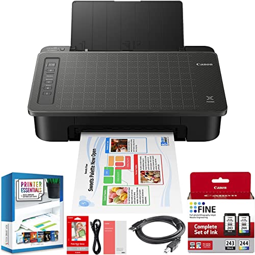 Canon PIXMA TS302 Wireless Inkjet Printer 2321C002 Compatible with Alexa, Mobile and Photo Printing, Wi-Fi and Bluetooth & Compatible with AirPrint Bundle DGE USB Print Cable + Business Software Kit