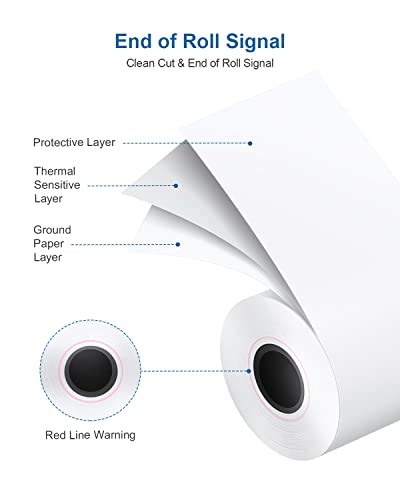 POLONO Receipt Printer, 3 1/8"" 80mm PL330 Thermal Receipt Printer, 300mm/s POS Receipt Printer, 2 1/4"" x 50' Thermal Paper, Receipt Paper Suitable for Many Credit Card Terminals, BPA Free, 50 Rolls