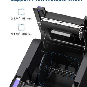 POLONO Receipt Printer, 3 1/8"" 80mm PL330 Thermal Receipt Printer, 300mm/s POS Receipt Printer, 2 1/4"" x 50' Thermal Paper, Receipt Paper Suitable for Many Credit Card Terminals, BPA Free, 50 Rolls