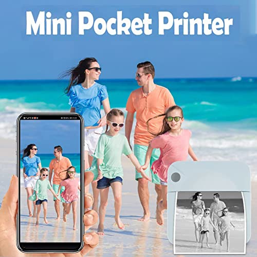 TVAIGER Mini Printer, Portable Thermal Printer, Bluetooth Inkless Lable Printers with 6 Rolls Printing Paper Compatible with iOS and Android for Label Receipt Photo Notes and Memos