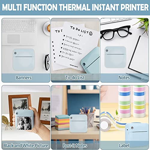 TVAIGER Mini Printer, Portable Thermal Printer, Bluetooth Inkless Lable Printers with 6 Rolls Printing Paper Compatible with iOS and Android for Label Receipt Photo Notes and Memos