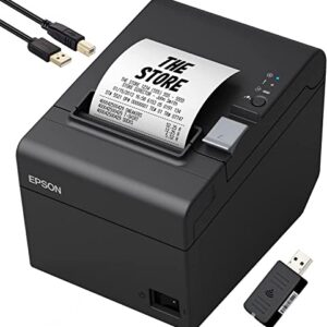 Epson TM-T20III Thermal Wireless POS Receipt Printer with Wireless Dongle, Black - WiFi, Ethernet, USB-B Interfaces and DK Port - 250mm/sec, 203 dpi, Auto-Cutter, DAODYANG Printer_Cable