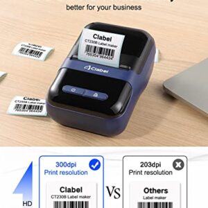 CLABEL Label Maker 300DPI, 230B Portable Barcode Label Printer for Address, Clothing, Retail, Jewelry, QR, Code, Small Business, Compatible with Android & iOS System Use for Home & Office, Black