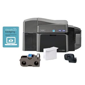id card maker – fargo dtc1250e dual-side id card printer + supplies