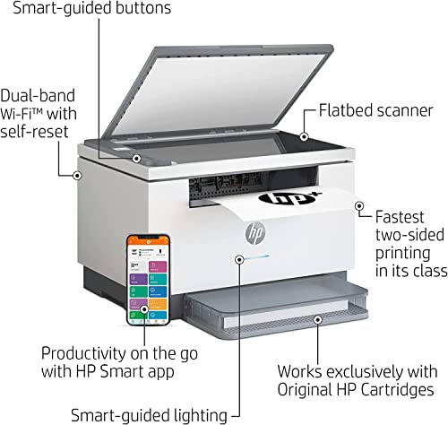 HP Laserjet MFP M234dwe All-in-One Wireless Monochrome Laser Printer - Print Scan Copy - 30 ppm, 600 x 600 dpi, Auto Duplex Printing - WULIC Printer Cable