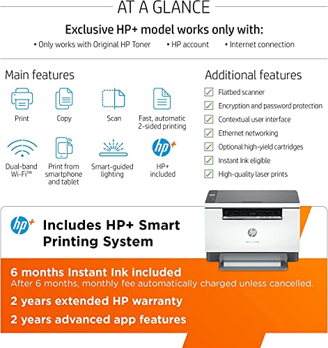 HP Laserjet MFP M234dwe All-in-One Wireless Monochrome Laser Printer - Print Scan Copy - 30 ppm, 600 x 600 dpi, Auto Duplex Printing - WULIC Printer Cable