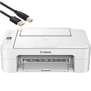 canon pixma ts series wireless inkjet all-in-one printer – print, scan and copy for home or office – up to 4800 x 1200 resolution, 1.5 segment lcd display – white – broage 6 feet printer cable