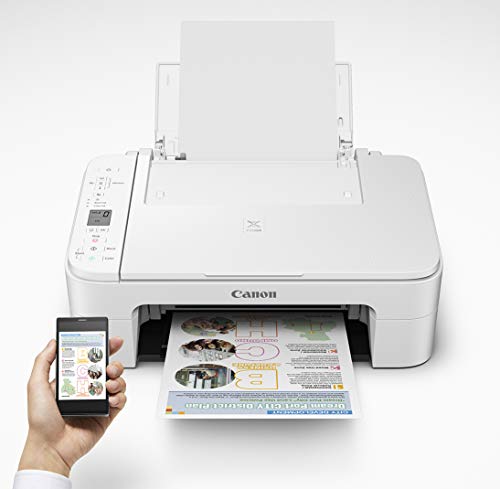 Canon PIXMA TS Series Wireless Inkjet All-in-One Printer - Print, Scan and Copy for Home or Office - up to 4800 x 1200 Resolution, 1.5 Segment LCD Display - White - BROAGE 6 Feet Printer Cable