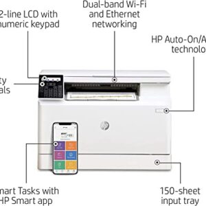 HP Color Laserjet Pro MFP M182nw All-in-One Wireless Laser Printer, White - Print Scan Copy - 17 ppm, 600 x 600 dpi, 8.5 x 14, 2-Line LCD with Numeric Keypad Display, Ethernet, Cbmou Printer Cable