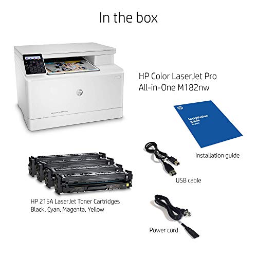 HP Color LaserJet Pro M182nw Wireless All-in-One Laser Printer, Remote Mobile Print, Scan & Copy (7KW55A) (Renewed)