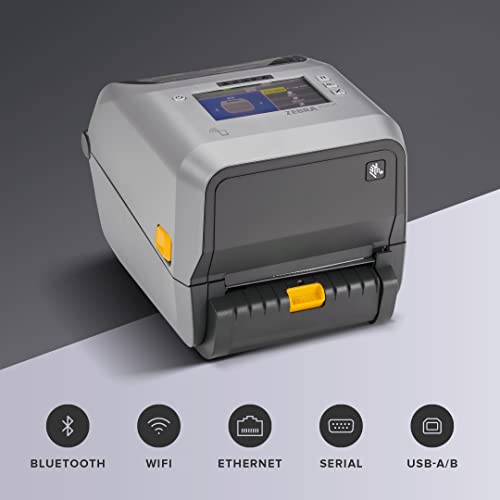 ZEBRA ZD621 Direct Thermal Desktop Printer Color Touch LCD 203 dpi Print Width 4-inch USB Serial Ethernet 802.11ac with Peeler ZD6A142-D11L01EZ