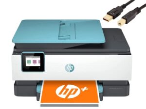 hp officejet pro 80 28e all-in-one wireless color inkjet printer, print scan copy fax, ethernet, 20 ppm, auto 2-sided printing, 4800 x 1200 dpi, blue (renewed)
