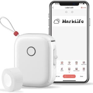 MARKLIFE P12 Label Maker Machine with Tape - Portable Bluetooth Label Printer, Mini Printer Can Print Continuous Label, Sticker Printer Compatible with iOS Android, for Business Home Office (White)