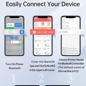 MARKLIFE P12 Label Maker Machine with Tape - Portable Bluetooth Label Printer, Mini Printer Can Print Continuous Label, Sticker Printer Compatible with iOS Android, for Business Home Office (White)