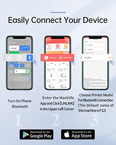 MARKLIFE P12 Label Maker Machine with Tape - Portable Bluetooth Label Printer, Mini Printer Can Print Continuous Label, Sticker Printer Compatible with iOS Android, for Business Home Office (White)