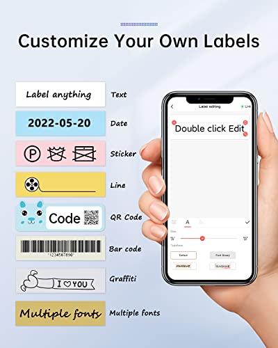 MARKLIFE P12 Label Maker Machine with Tape - Portable Bluetooth Label Printer, Mini Printer Can Print Continuous Label, Sticker Printer Compatible with iOS Android, for Business Home Office (White)