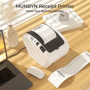 MUNBYN Receipt Printer, Thermal Receipt Printer Works with Windows Mac Chromebook Linux Cash Drawer and White Cash Drawer, 16" Heavy Duty Cash Register for Point of Sale (POS) System