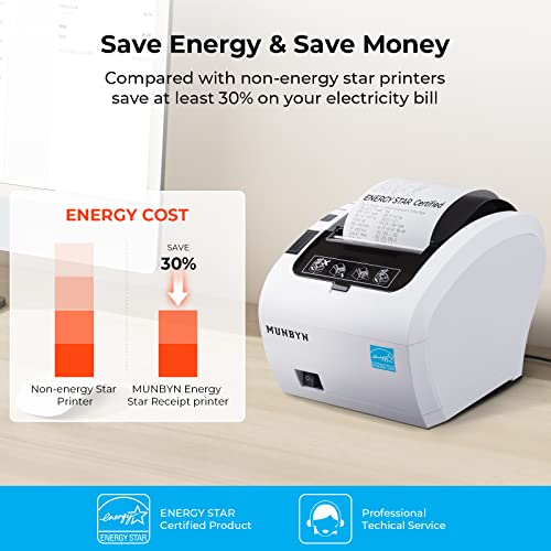 MUNBYN Receipt Printer, Thermal Receipt Printer Works with Windows Mac Chromebook Linux Cash Drawer and White Cash Drawer, 16" Heavy Duty Cash Register for Point of Sale (POS) System