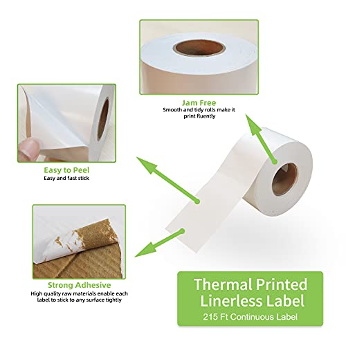 Anylabel 2-1/4 inch Thermal Printed Linerless Label for Digi Zebra Bizerba Electronic Scale Printer (18 Rolls, 215 feet/Roll)