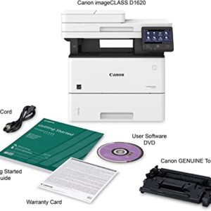 Canon imageCLASS D1620 All-in-One Wireless Monochrome Laser Printer, White - Print Scan Copy - 5" Touch Panel, 45 ppm, 600 x600 dpi, 8.5" x 14", Auto 2-Sided Printing, 50-Sheet ADF, Ethernet