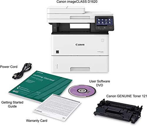 Canon imageCLASS D1620 All-in-One Wireless Monochrome Laser Printer, White - Print Scan Copy - 5" Touch Panel, 45 ppm, 600 x600 dpi, 8.5" x 14", Auto 2-Sided Printing, 50-Sheet ADF, Ethernet